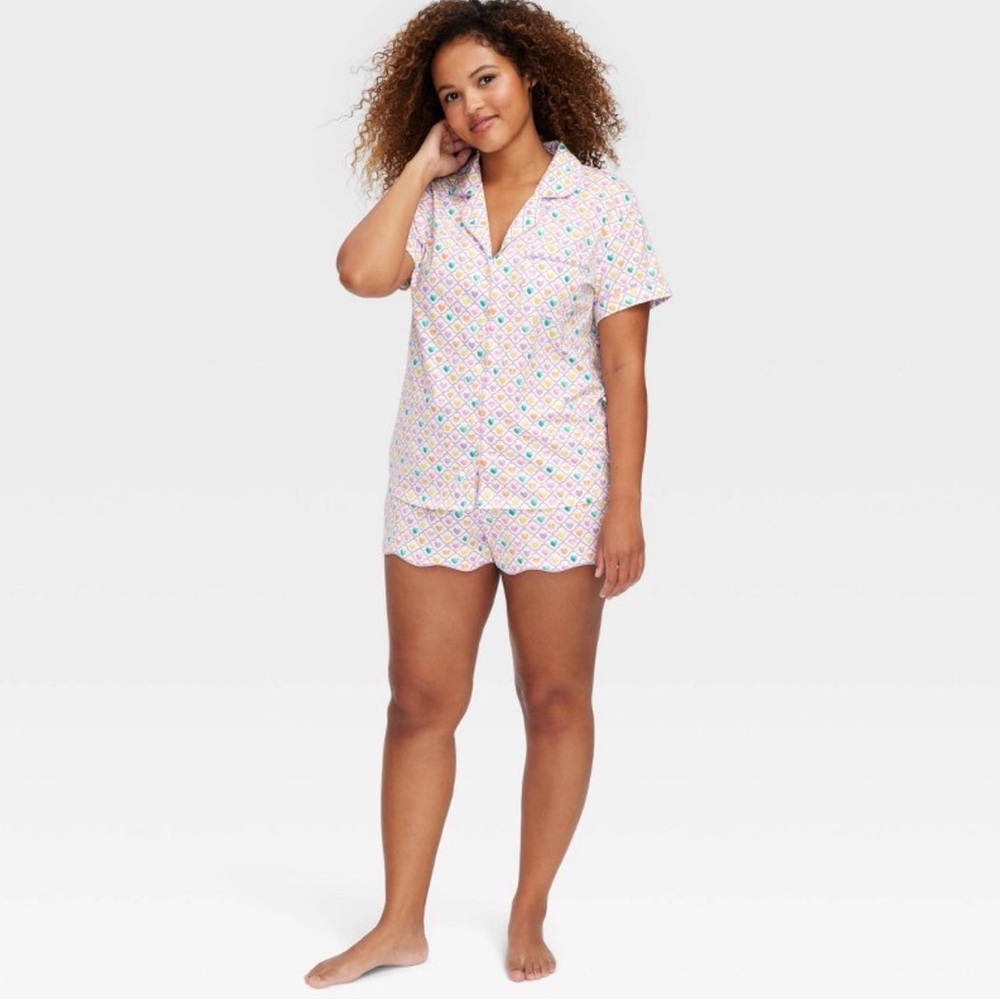 💖🐒 Roller Rabbit × Target - Women's Geo Hearts Short Pajama Set